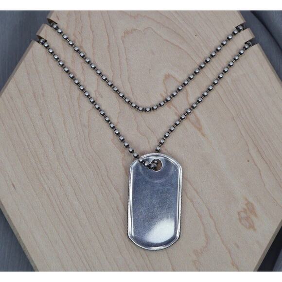 Tiffany & Co. 925 Coin Edge Dog Tag Necklace on Ball Chain Necklace 19.55G/25in - Picture 1 of 6